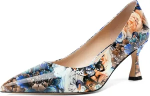 AMBELIGHT Womens Solid Office Dress Slip On Patent Pointed Toe Stiletto Mid Heel Pumps Shoes 2.5 Inch