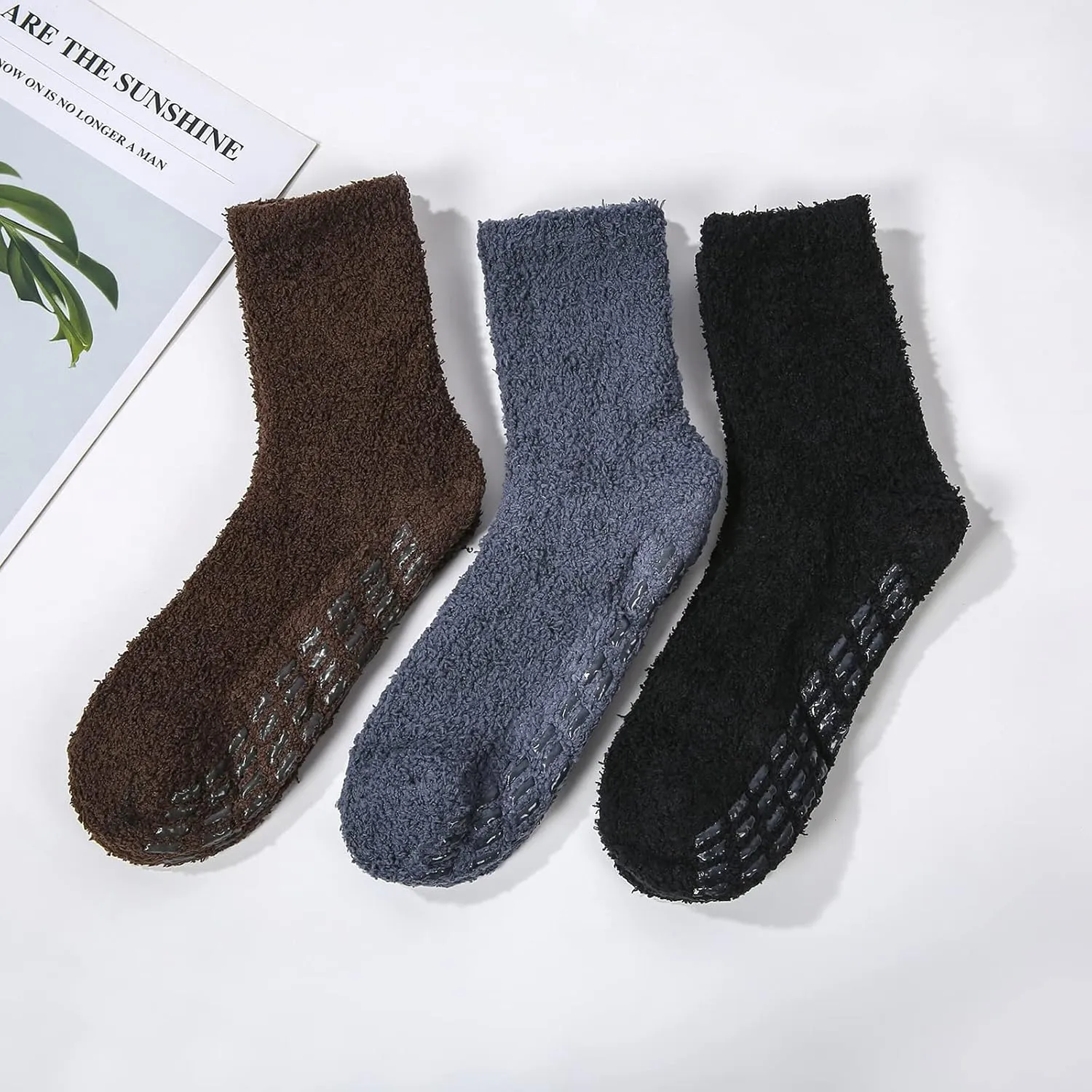 American Trends Hospital Socks Non Slip Socks with Grips for Women Fuzzy Fluffy Grippy Socks Warm Slipper Socks