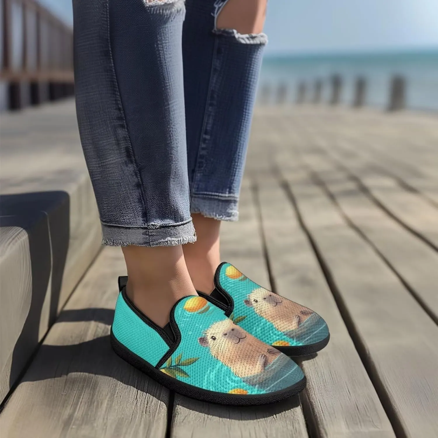 Animal Painted Women's Walking Shoes Fashion Casual Hand Free Slip On Sneakers Soft Breathable Gym Fitness Minimalist Comfy Traveling