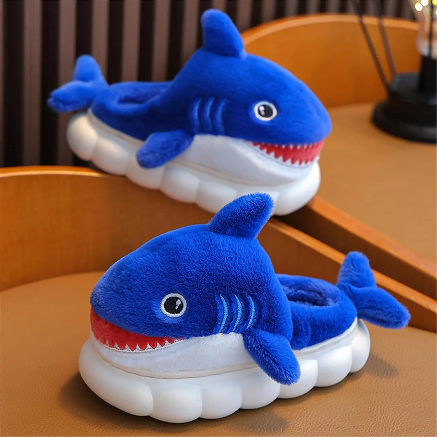 Animal slippers for Women Men Cute Shark Slippers Cozy adult home fuzzy cotton slippers