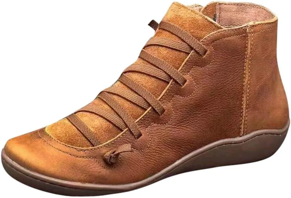 Ankle Boots for Women Arch Support Womens Low Heel Fashion Lace Up Zipper Booties Cowboy Cowgirl Walking Short Bootie