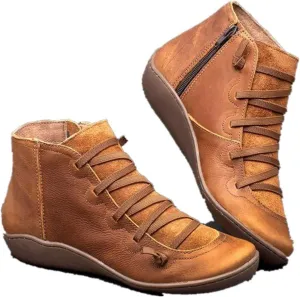 Ankle Boots for Women Arch Support Womens Low Heel Fashion Lace Up Zipper Booties Cowboy Cowgirl Walking Short Bootie