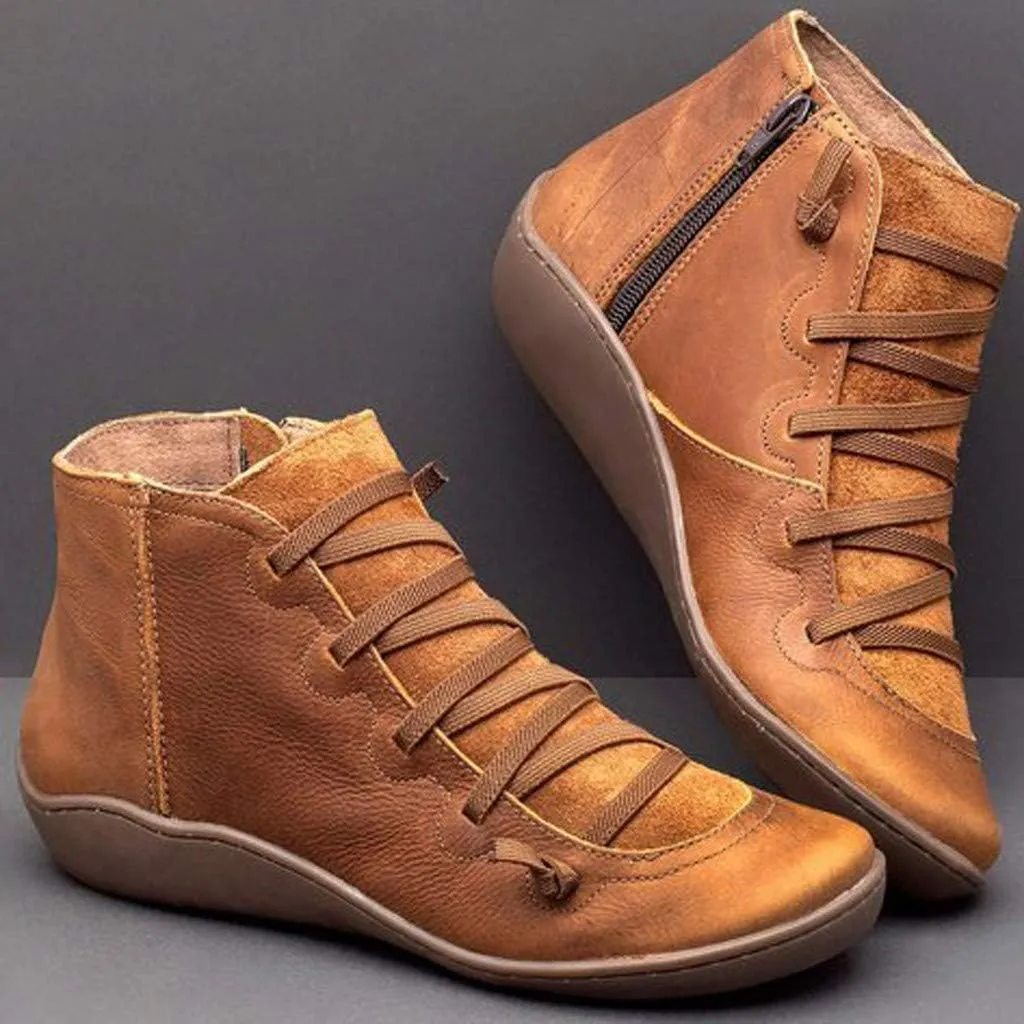 Ankle Boots for Women Arch Support Womens Low Heel Fashion Lace Up Zipper Booties Cowboy Cowgirl Walking Short Bootie