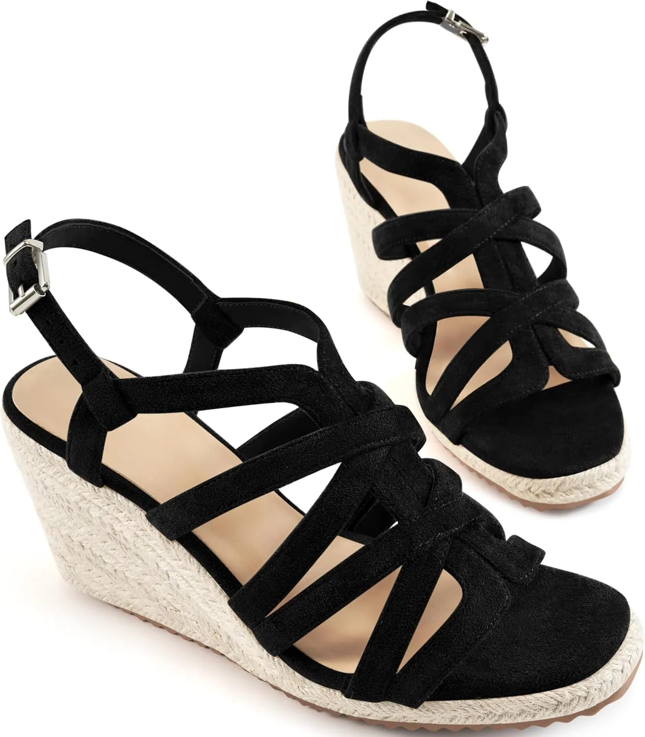 Aomigoct Wedge Sandals for Women Dressy: Comfortable Casual Work Espadrille Wedges - Ladies Summer Outdoor Walking Shoes