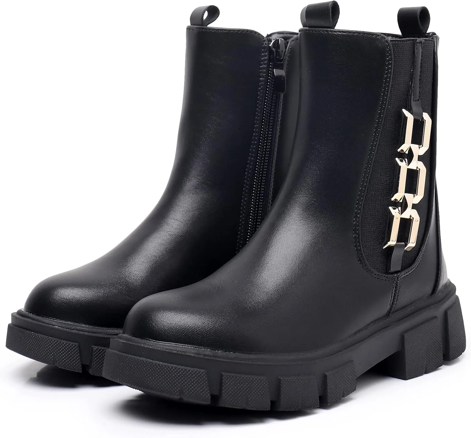 Apakowa Girls Combat Boots Fashion Ankle Booties Side Zipper Boots (Little Kid/Big Kid)