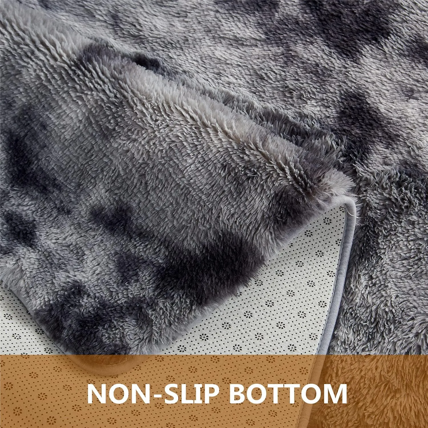 Arbosofe Area Rugs Shaggy Rugs Fluffy Carpets, 8x10 Feet Black&Gray, Modern Plush Carpets for Living Room Bedroom for Kids Girls and Boys, Playroom, and Nursery Room Home Decor