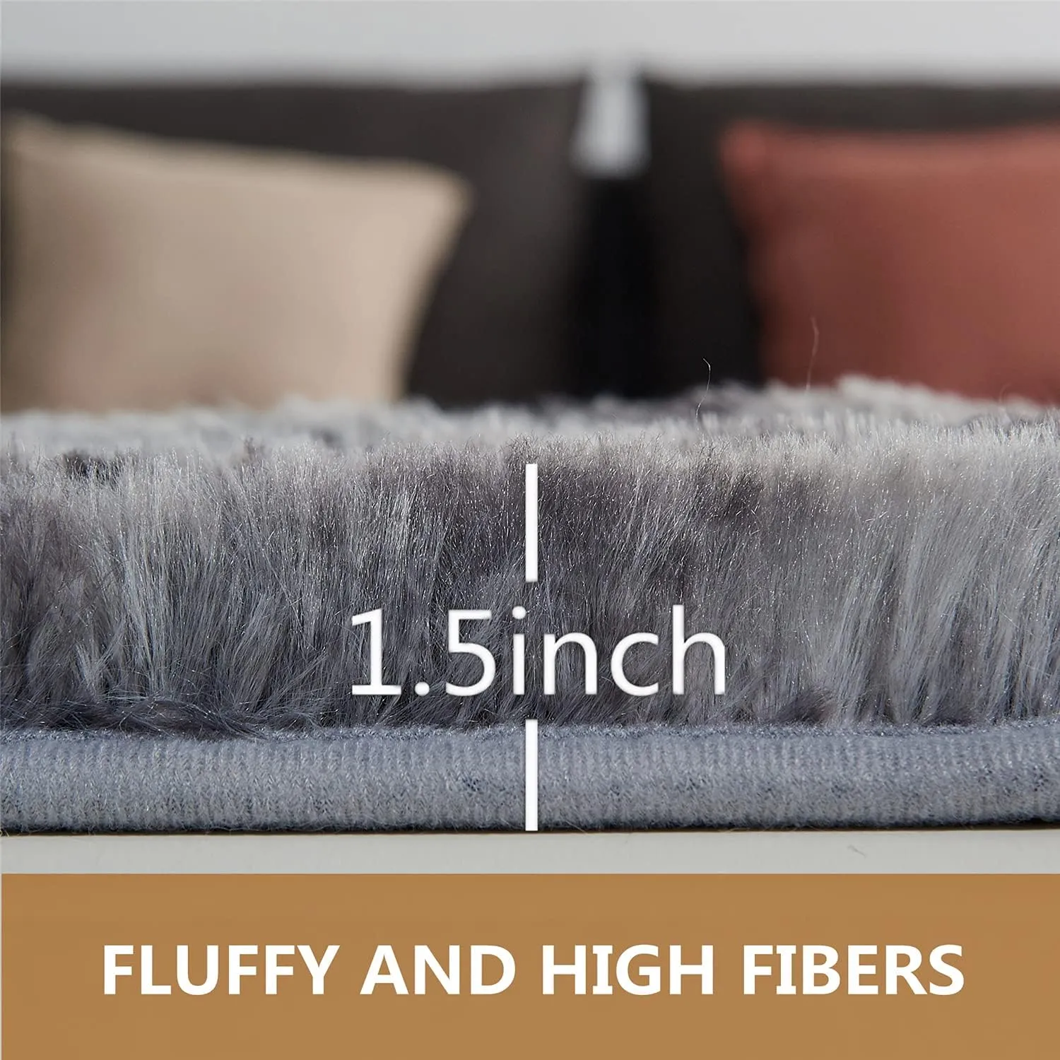 Arbosofe Area Rugs Shaggy Rugs Fluffy Carpets, 8x10 Feet Black&Gray, Modern Plush Carpets for Living Room Bedroom for Kids Girls and Boys, Playroom, and Nursery Room Home Decor