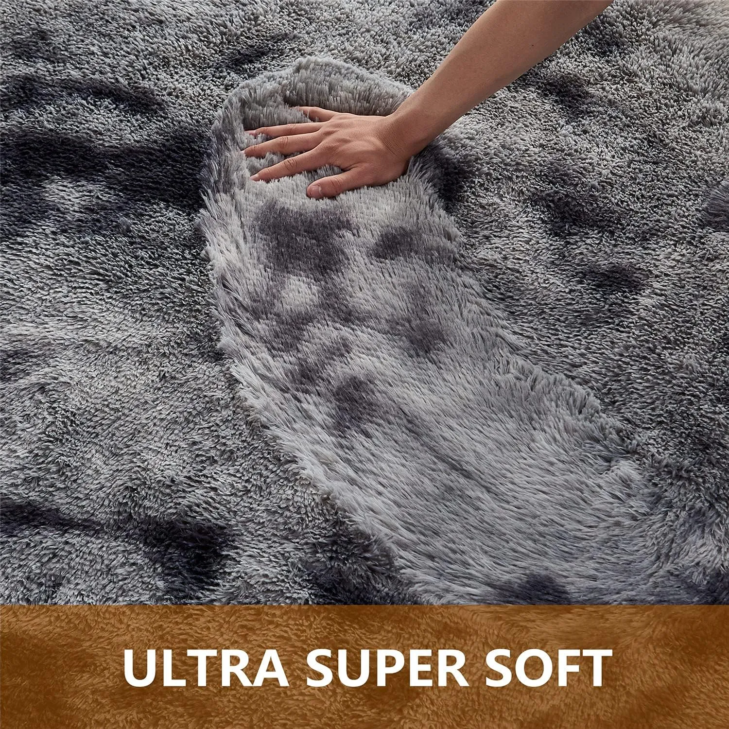 Arbosofe Area Rugs Shaggy Rugs Fluffy Carpets, 8x10 Feet Black&Gray, Modern Plush Carpets for Living Room Bedroom for Kids Girls and Boys, Playroom, and Nursery Room Home Decor