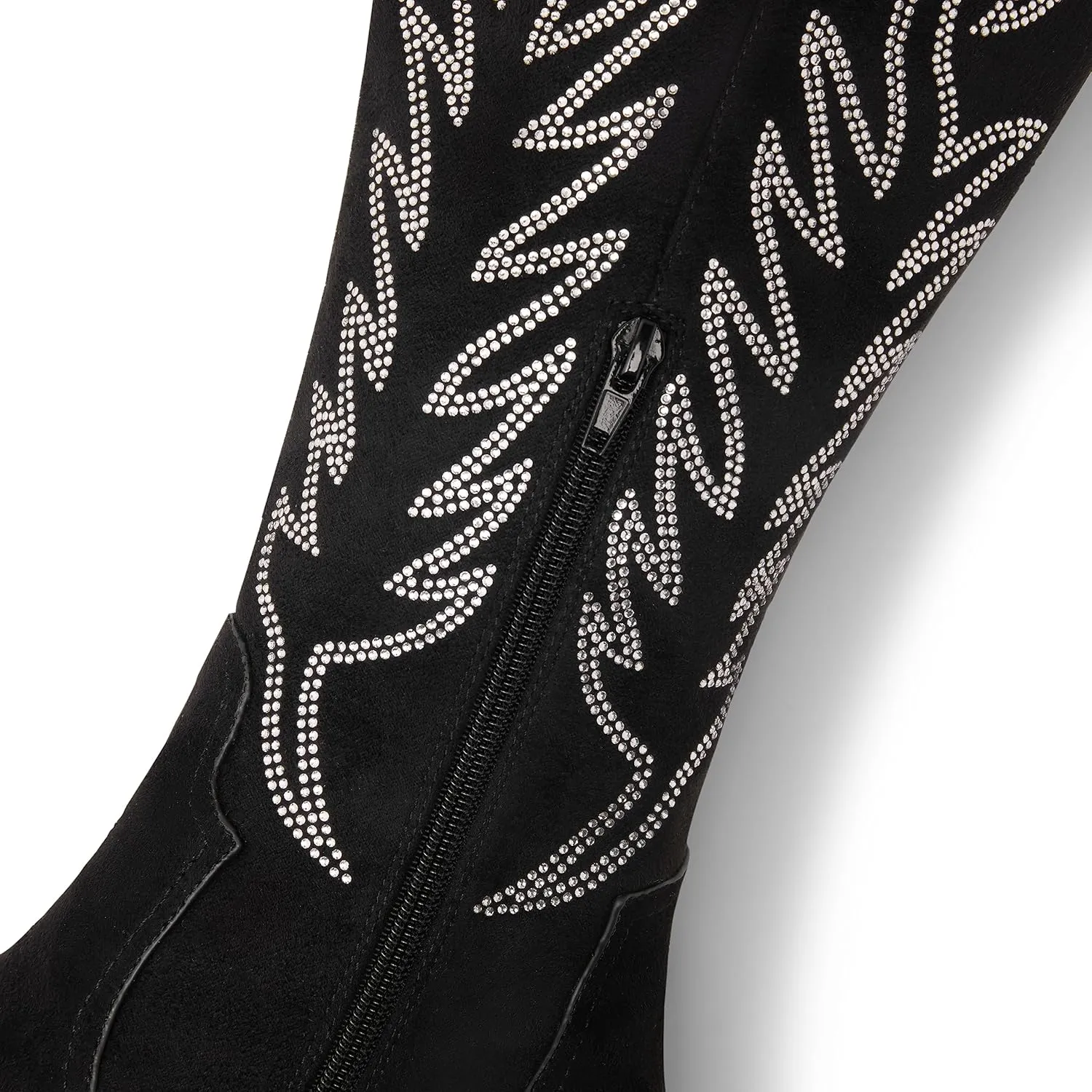 Arromic Cowboy Boots for Women Comfortable Womens Embroidered Western Cowgirl Knee High Boots Pointed Toe Zipper Chunky Heel Country Outfit Retro Tall Boots