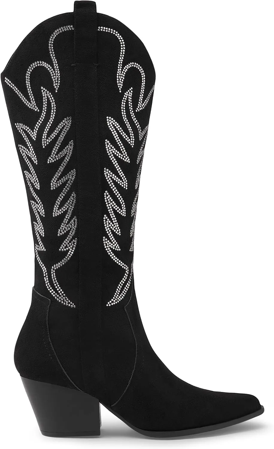 Arromic Cowboy Boots for Women Comfortable Womens Embroidered Western Cowgirl Knee High Boots Pointed Toe Zipper Chunky Heel Country Outfit Retro Tall Boots