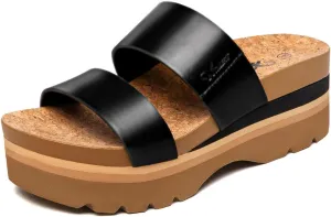 Athlefit Women's Platform Slide Sandals Comfortable Crok Footbed Arch Support Slip On Summer Beach Flatform Sandals