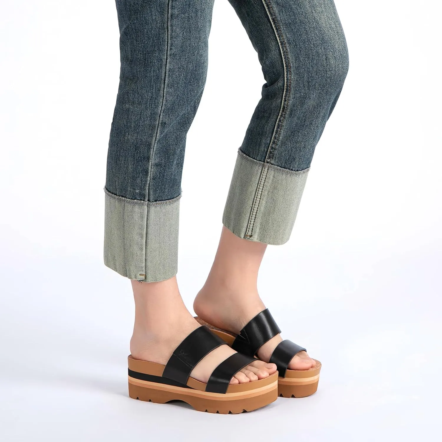 Athlefit Women's Platform Slide Sandals Comfortable Crok Footbed Arch Support Slip On Summer Beach Flatform Sandals
