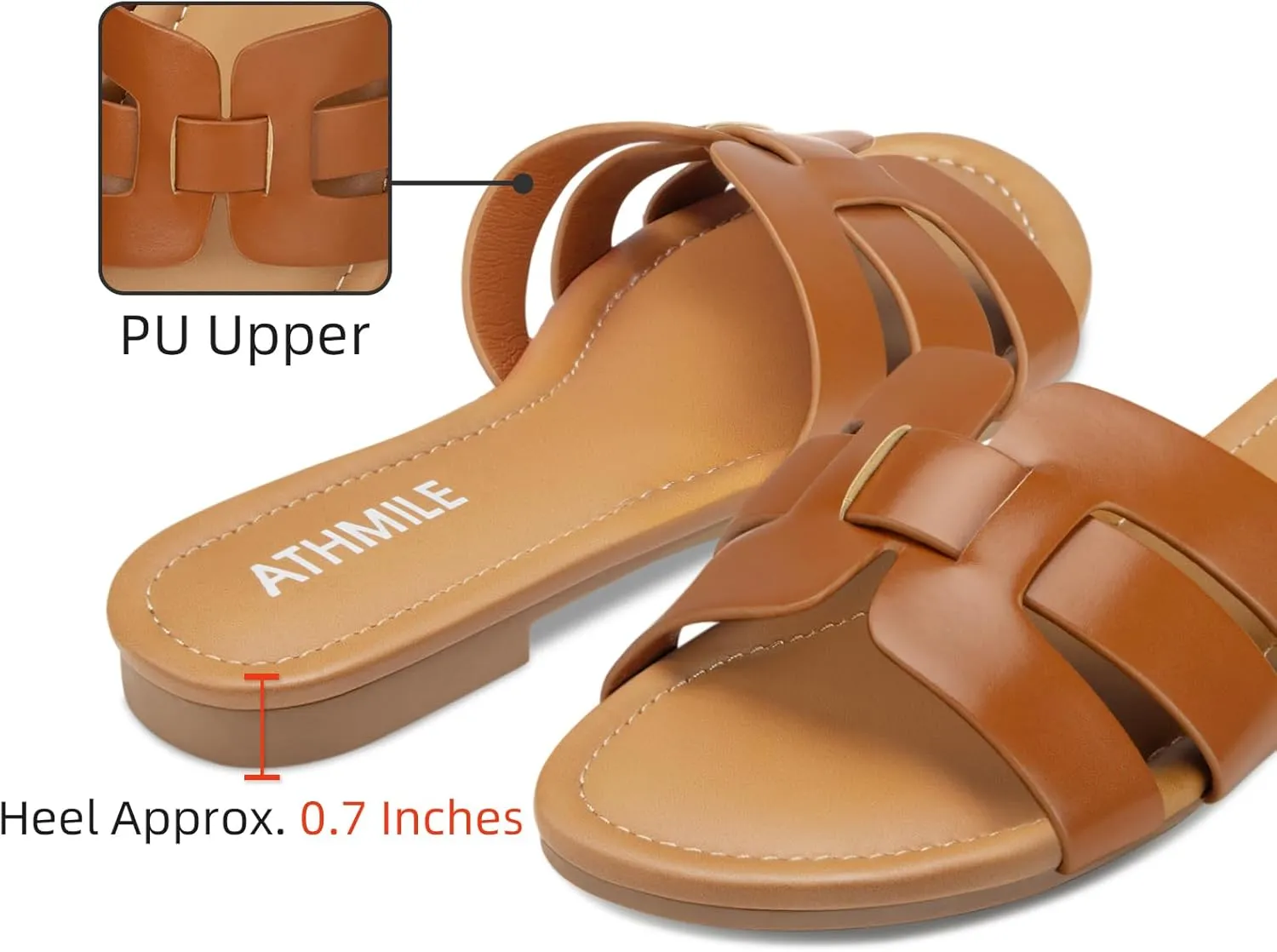 ATHMILE Sandals for Women 2025 Vacation Womens Sandals Dressy Summer Flats Sandals Women Slides for Party Wedding Beach