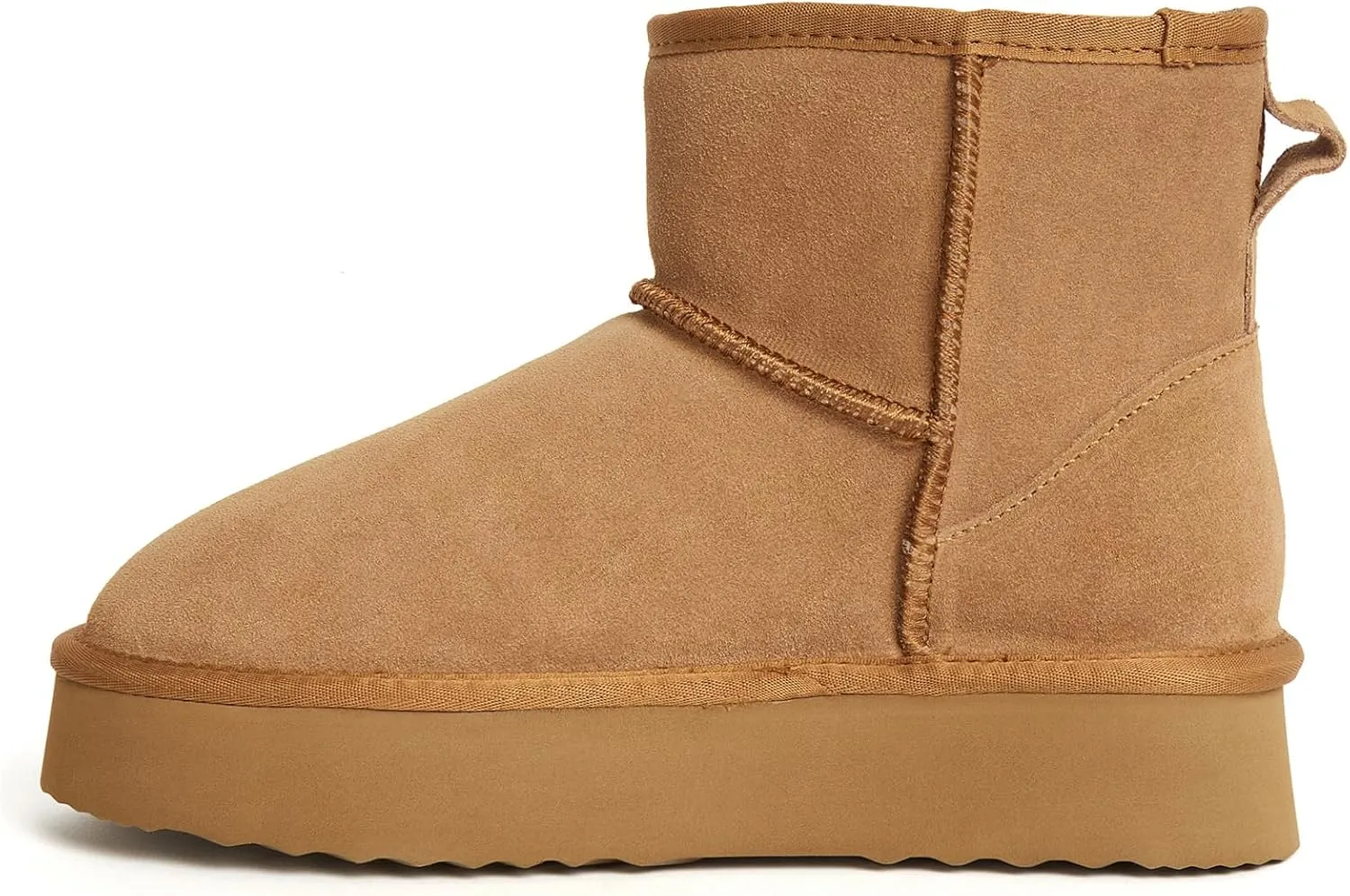 AUSLAND Women's Platform Winter Sonw Boots Genuine Suede Waterproof Anti-Slip Warm Lined Comfortable Outdoor Ankle Boots 9318