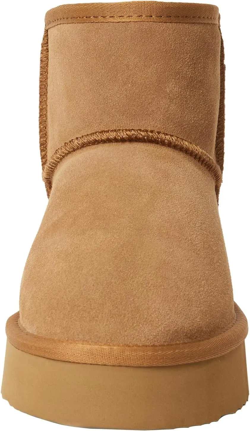 AUSLAND Women's Platform Winter Sonw Boots Genuine Suede Waterproof Anti-Slip Warm Lined Comfortable Outdoor Ankle Boots 9318