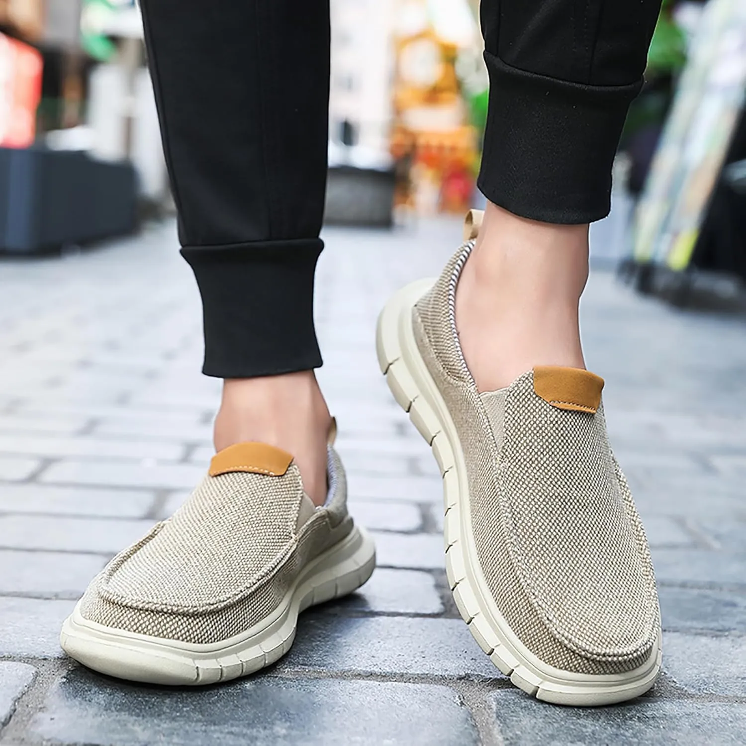 Azooken Men's Loafers Walking Canvas Lightweight Csual Slip-On Shoes