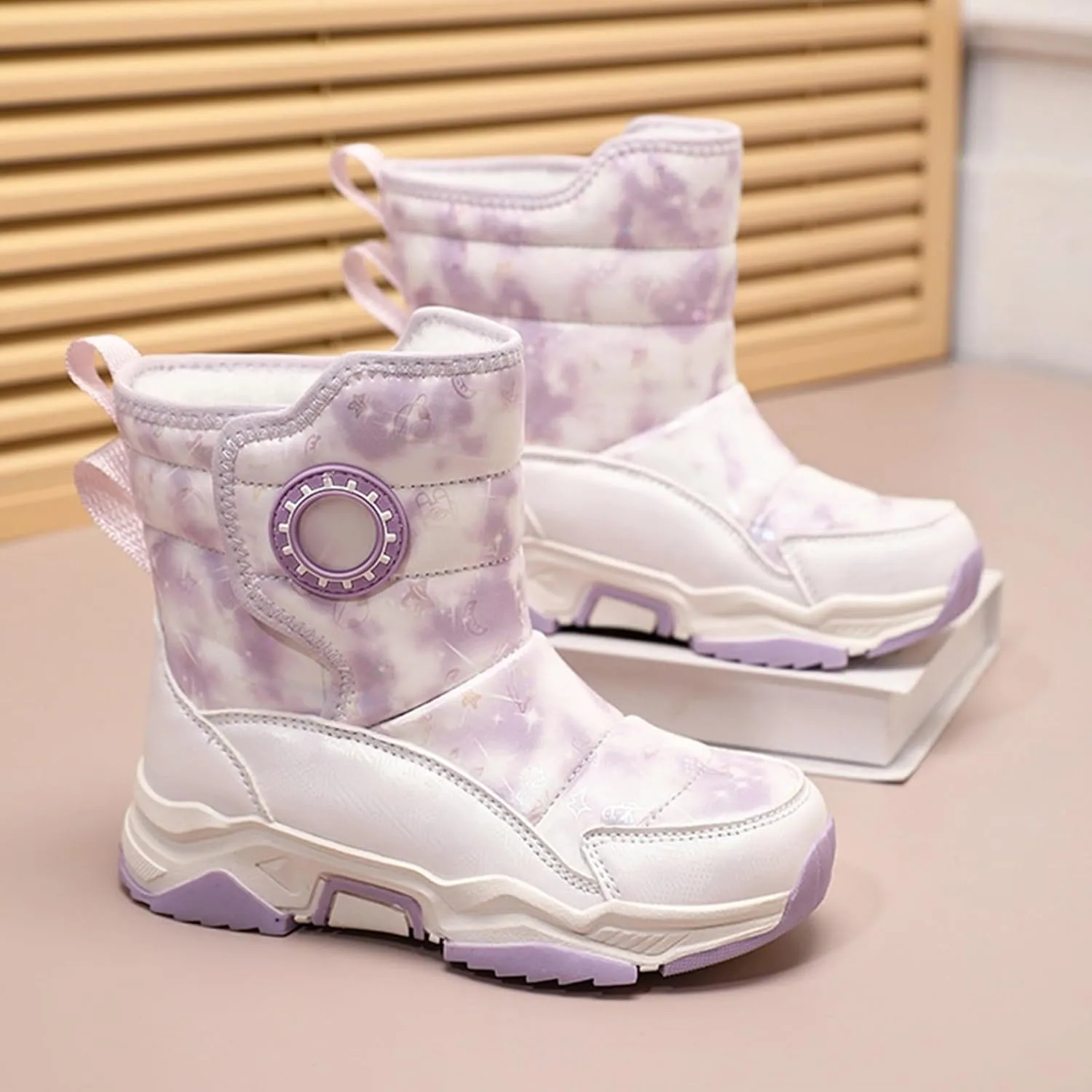 Baby Boys Girls Snow Booties Winter Thick 𝐖aterproof Shoes Kids Outdoor Warm Ski Comfy Boots Fashion Non Slip Chunky