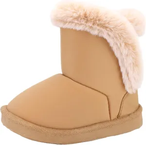 Baby Girls Winter Boots Toddler Kid Fashion Fur Lined Lightweight Warm Snow Boots for Everyday Wear