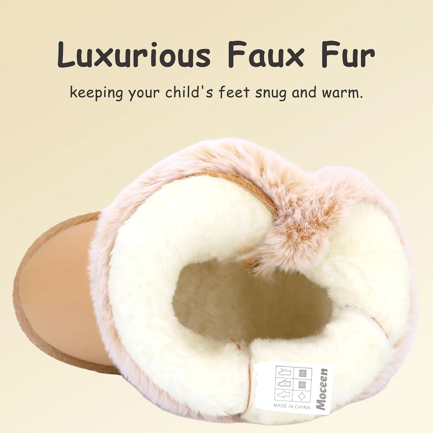 Baby Girls Winter Boots Toddler Kid Fashion Fur Lined Lightweight Warm Snow Boots for Everyday Wear