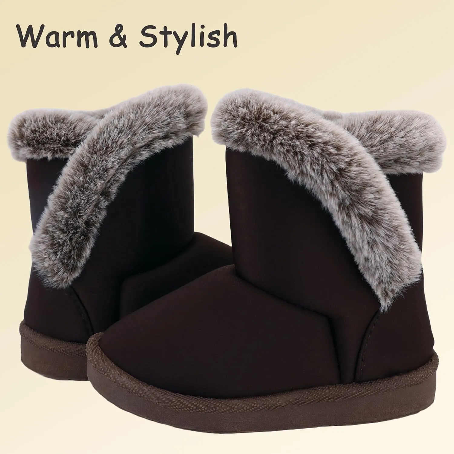Baby Girls Winter Boots Toddler Kid Fashion Fur Lined Lightweight Warm Snow Boots for Everyday Wear