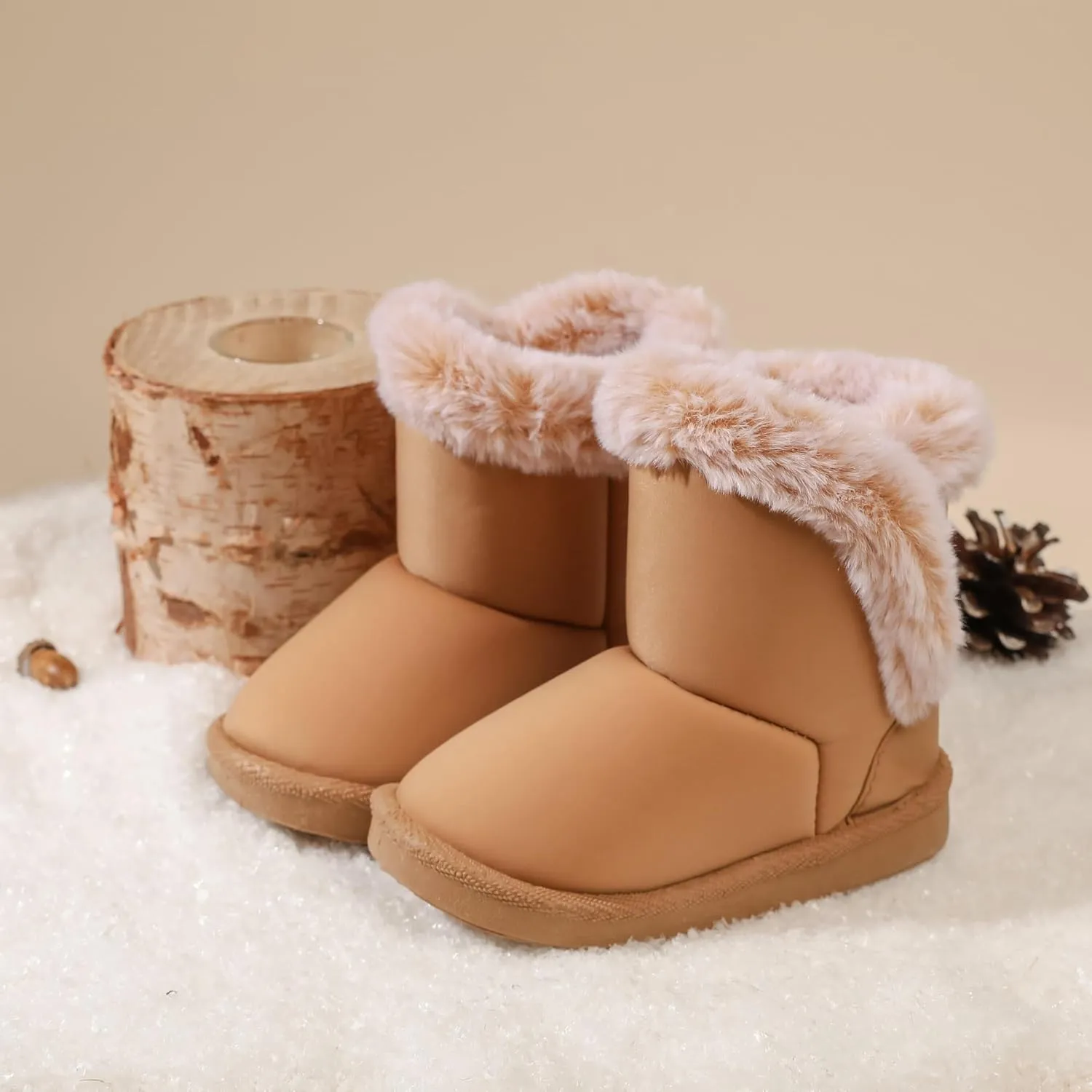 Baby Girls Winter Boots Toddler Kid Fashion Fur Lined Lightweight Warm Snow Boots for Everyday Wear