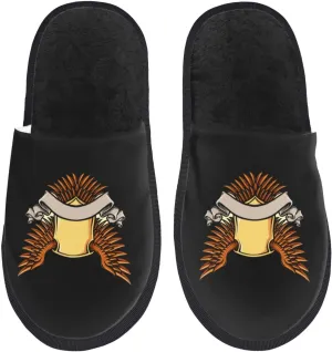 Badge Shield Wing With Ribbon Slippers For Women Men Cozy Indoor And Outdoor Slip On Slippers Fuzzy House Shoes