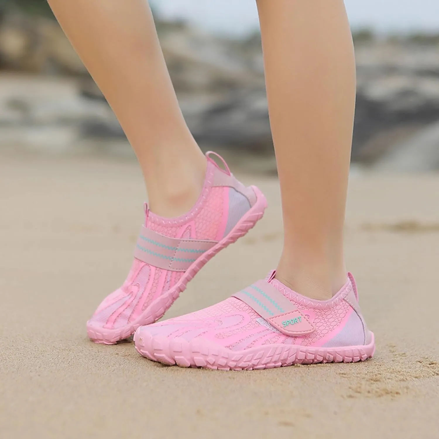 Barefoot Water Shoes Women Mens Aqua Sock Athletic Hiking Quick Dry Water Sports Shoes with Adjustable Elastic Band for Swim Beach Pool Sand Diving Walking Comfy Summer Fitness Shoe Cushion Soft
