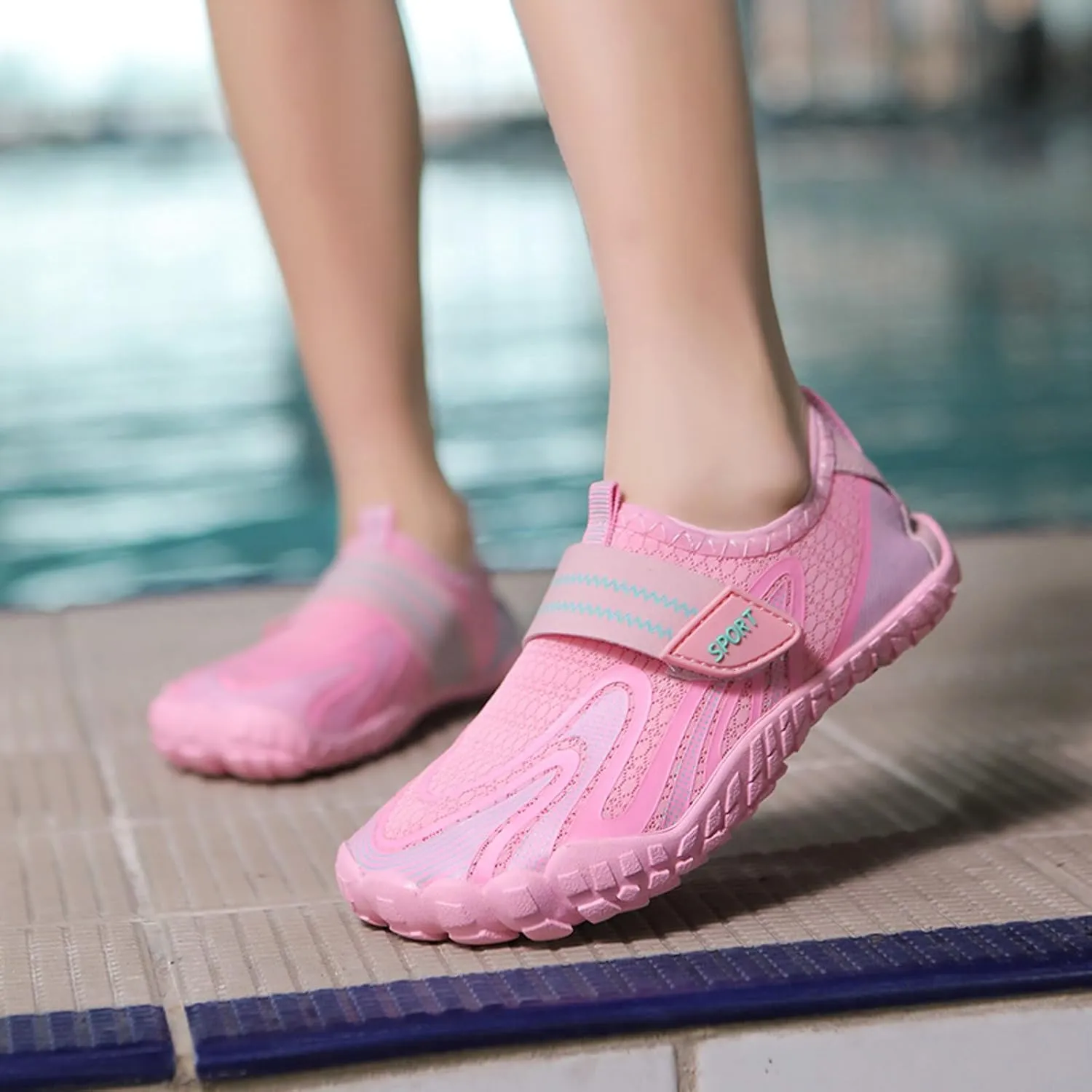 Barefoot Water Shoes Women Mens Aqua Sock Athletic Hiking Quick Dry Water Sports Shoes with Adjustable Elastic Band for Swim Beach Pool Sand Diving Walking Comfy Summer Fitness Shoe Cushion Soft