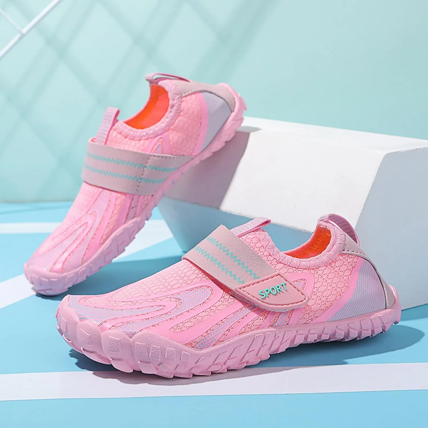 Barefoot Water Shoes Women Mens Aqua Sock Athletic Hiking Quick Dry Water Sports Shoes with Adjustable Elastic Band for Swim Beach Pool Sand Diving Walking Comfy Summer Fitness Shoe Cushion Soft