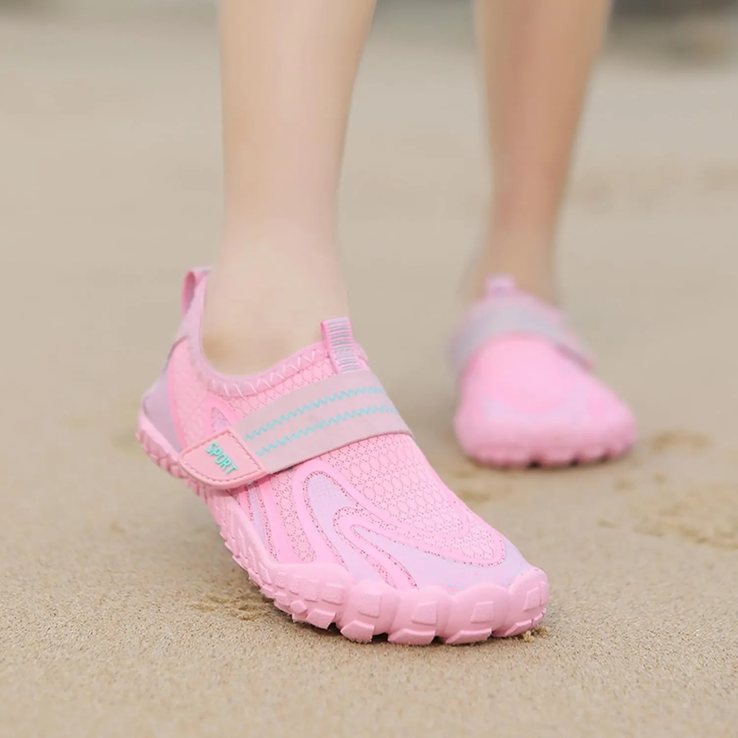 Barefoot Water Shoes Women Mens Aqua Sock Athletic Hiking Quick Dry Water Sports Shoes with Adjustable Elastic Band for Swim Beach Pool Sand Diving Walking Comfy Summer Fitness Shoe Cushion Soft