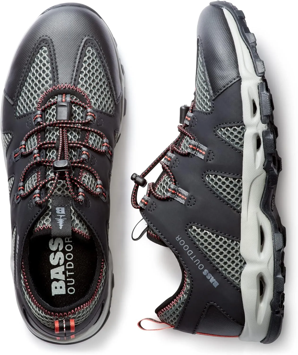 BASS OUTDOOR Men's Aqua Mesh Trail/Water Shoes – Pull-on Hiking Sneakers