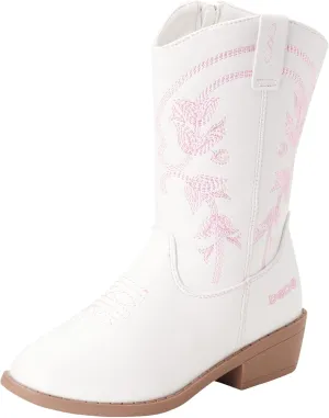 bebe Girls Cowboy Boots - Classic Western Country Cowgirl Boots - Mid Calf Riding Shoes for Toddlers Little and Big Girls