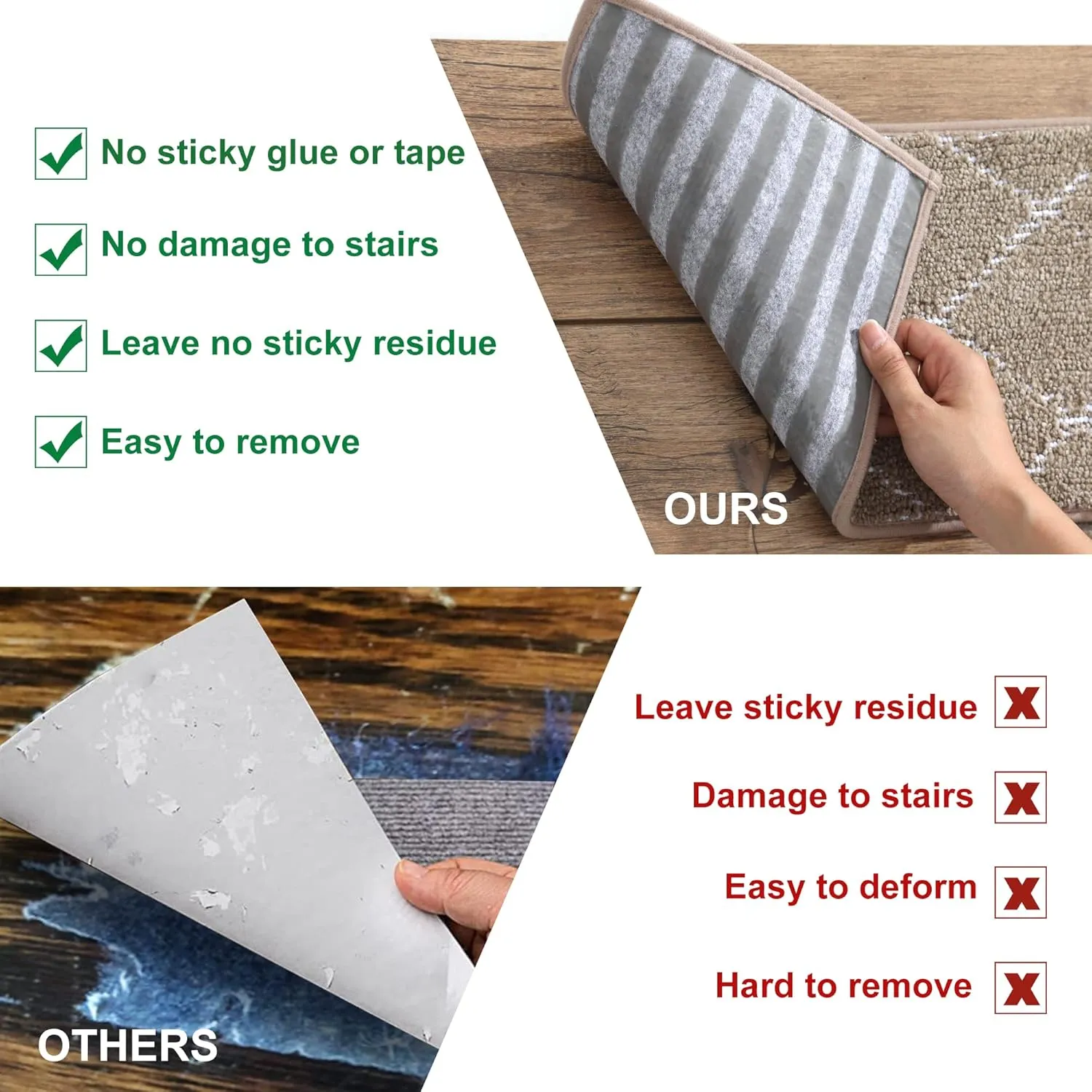 BEQHAUSE Stair Treads Non Slip Stair Runners for Wooden Steps Machine Washable Stair Rugs Soft Polyester Stair Runner Mats for Dogs Kids Brown Carpet Stair Treads,4PCS
