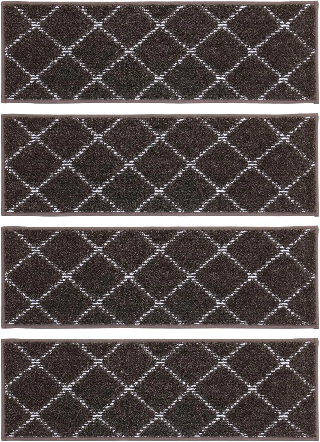 BEQHAUSE Stair Treads Non Slip Stair Runners for Wooden Steps Machine Washable Stair Rugs Soft Polyester Stair Runner Mats for Dogs Kids Brown Carpet Stair Treads,4PCS