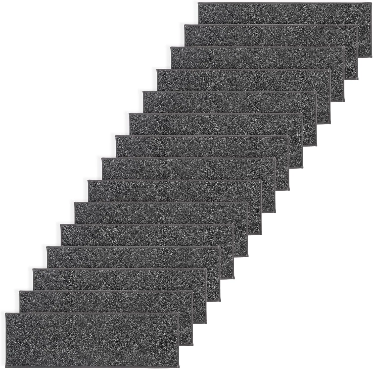 BEQHAUSE Stair Treads Non Slip Stair Runners Step Carpet Mat for Wooden Steps Indoor Machine Washable 28inX9in Edging Polyester Soft Stair Rugs for Kids Elders Pets with TPE Backing(Black,15pcs)
