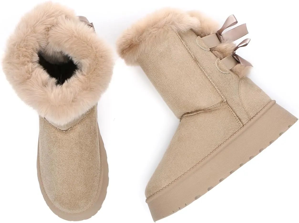 Bernal Mid-Calf Snow Boots for Women Platform Faux Fur Boots Slip-On Warm Comfortable Ankle Outdoor Shoes