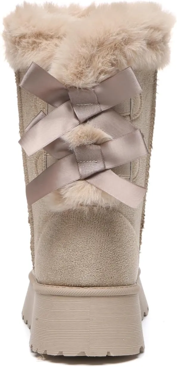 Bernal Mid-Calf Snow Boots for Women Platform Faux Fur Boots Slip-On Warm Comfortable Ankle Outdoor Shoes