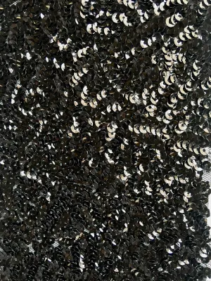Bianca Black Allover Sequins on Mesh Fabric by The Yard - 10104