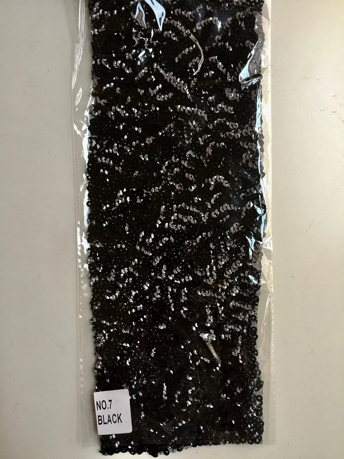 Bianca Black Allover Sequins on Mesh Fabric by The Yard - 10104