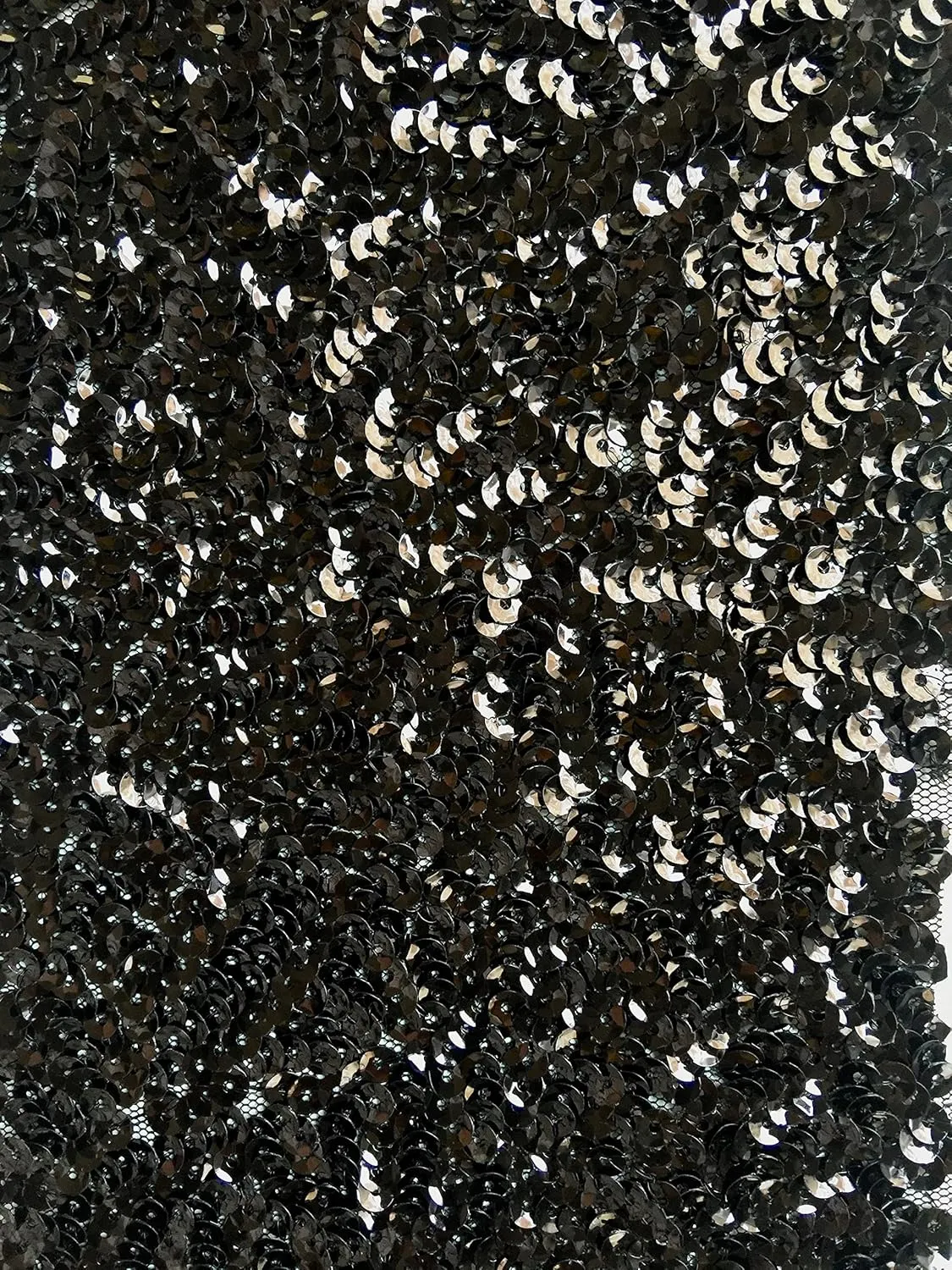 Bianca Black Allover Sequins on Mesh Fabric by The Yard - 10104
