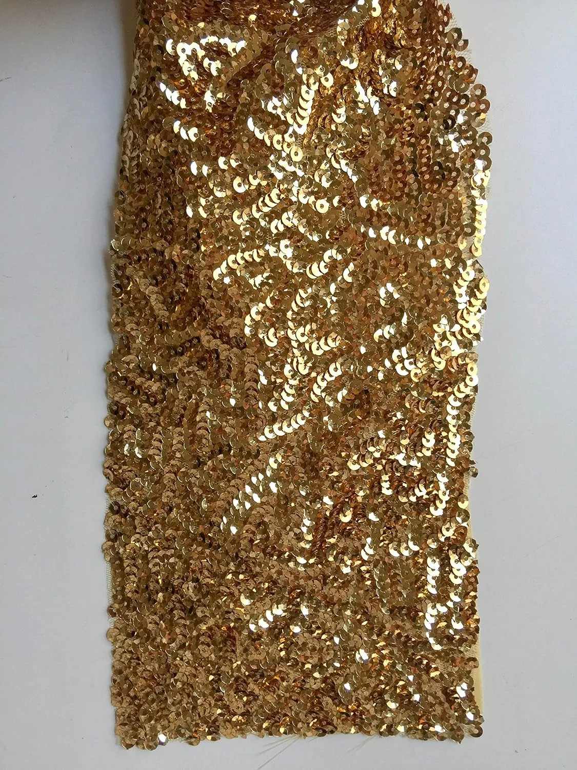 Bianca Gold Allover Sequins on Mesh Fabric by The Yard - 10104