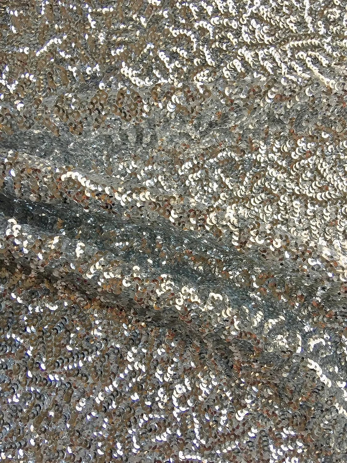 Bianca Silver Allover Sequins on Mesh Fabric by The Yard - 10104