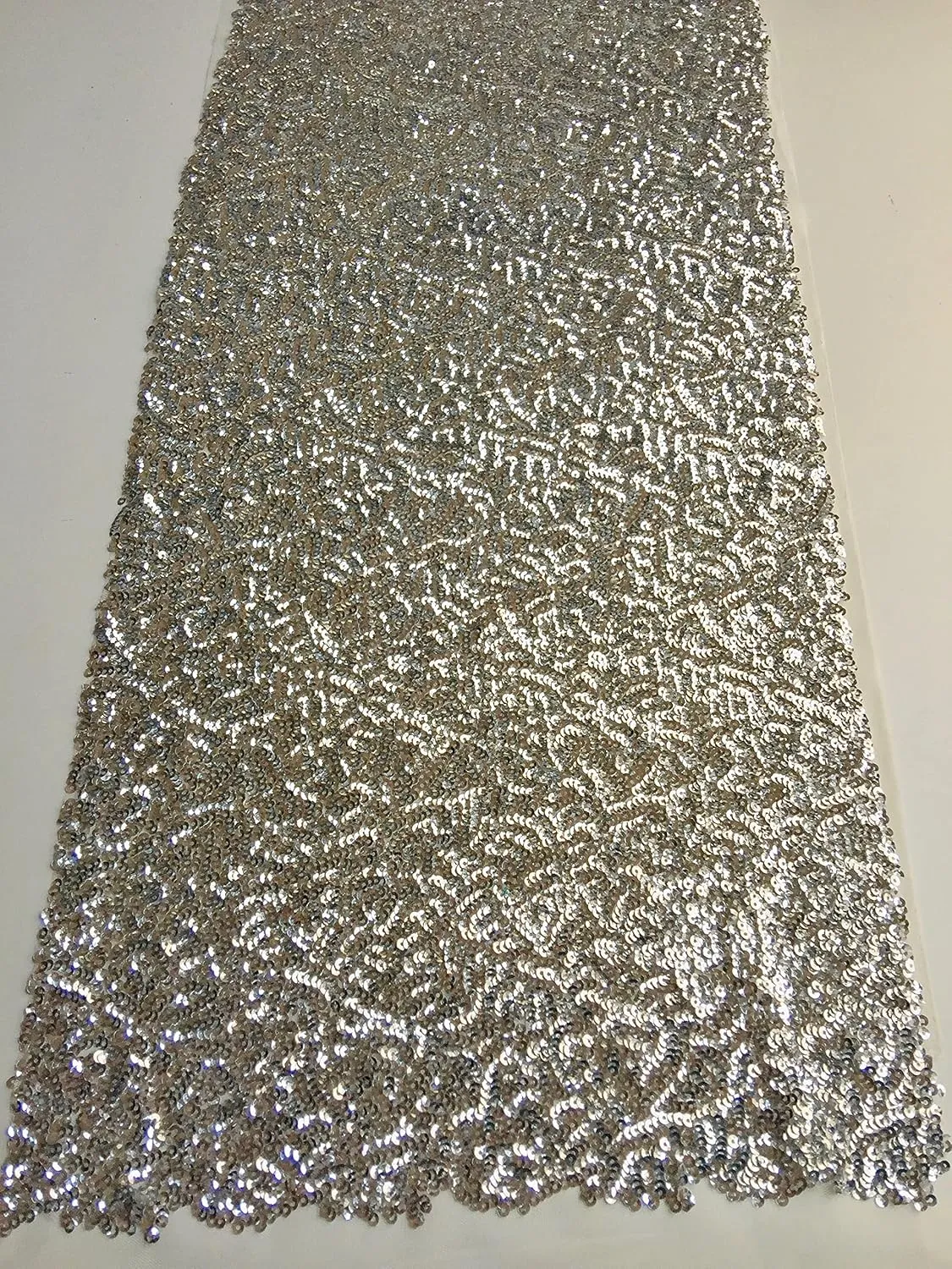 Bianca Silver Allover Sequins on Mesh Fabric by The Yard - 10104