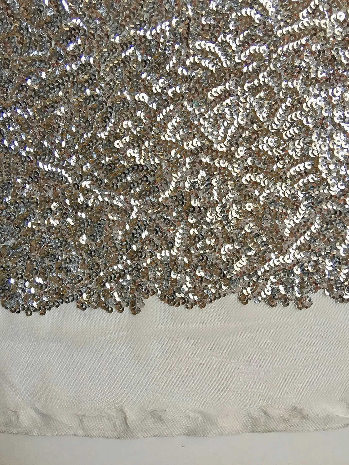 Bianca Silver Allover Sequins on Mesh Fabric by The Yard - 10104