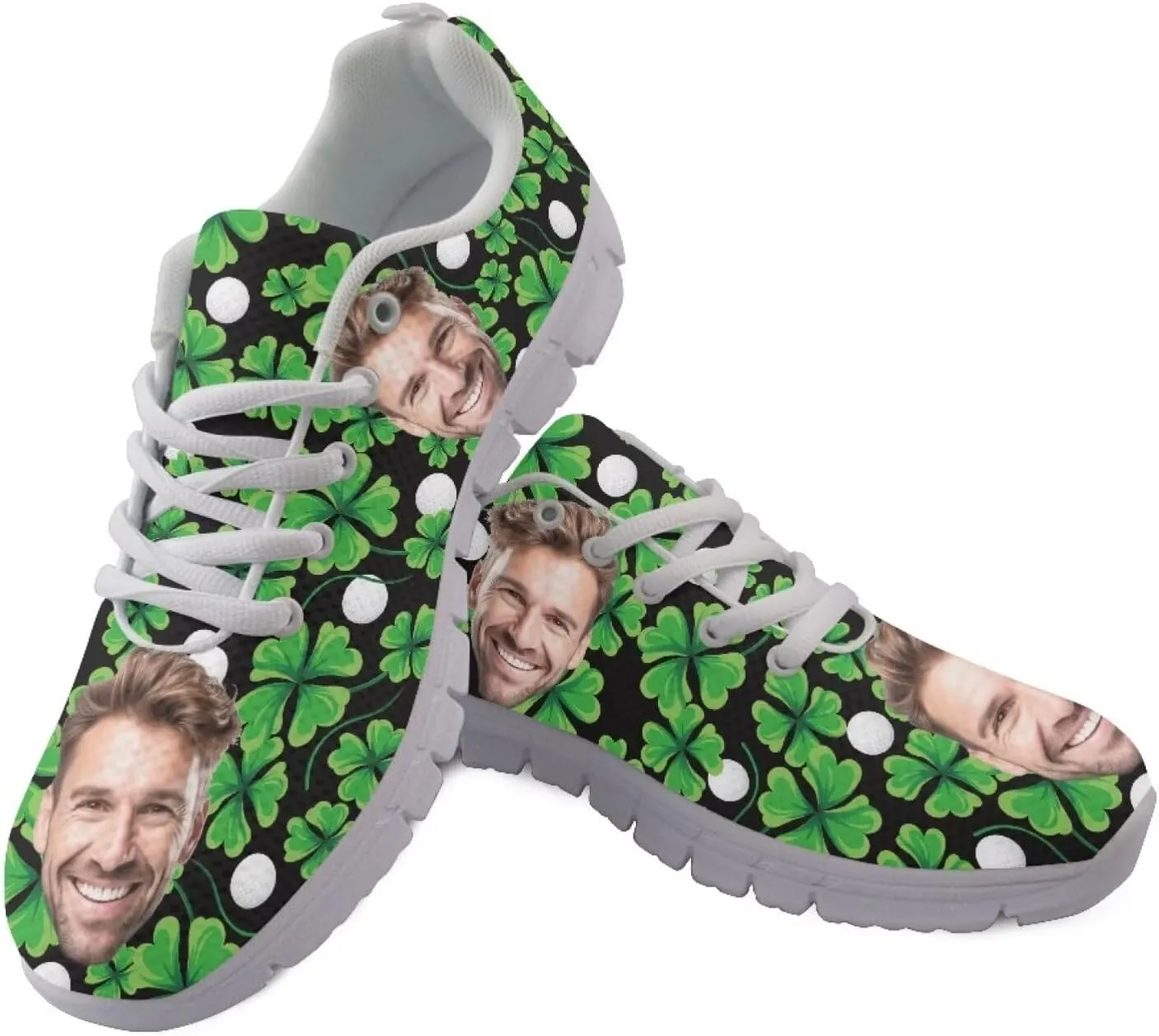 BIGCARJOB Women St Patrick Day Tennis Shoes Custom Design Face Sneakers Athletic Walking Shoes