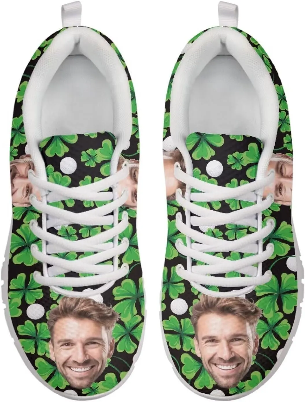 BIGCARJOB Women St Patrick Day Tennis Shoes Custom Design Face Sneakers Athletic Walking Shoes