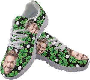 BIGCARJOB Women St Patrick Day Tennis Shoes Custom Design Face Sneakers Athletic Walking Shoes