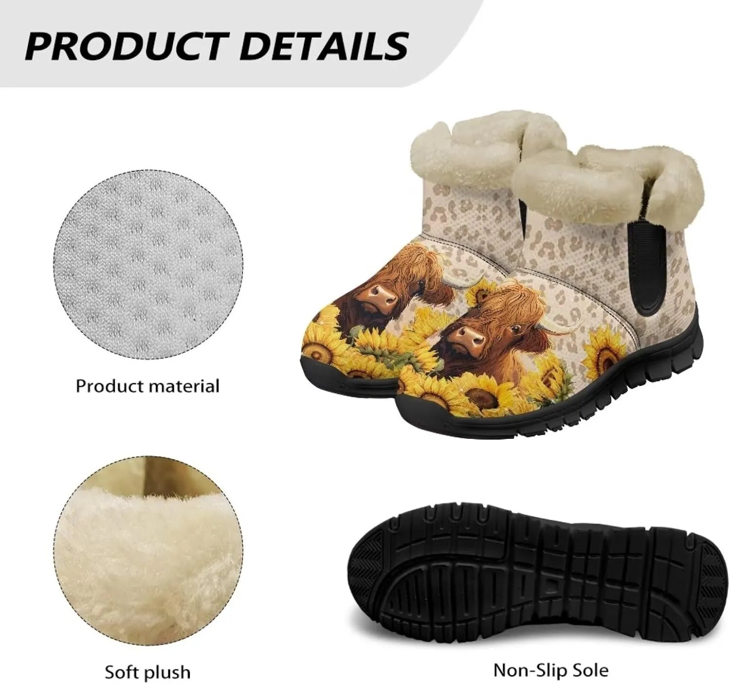 Binienty Warm Snow Boots for Women Winter Slip On Ankle Booties for Outdoor Travel