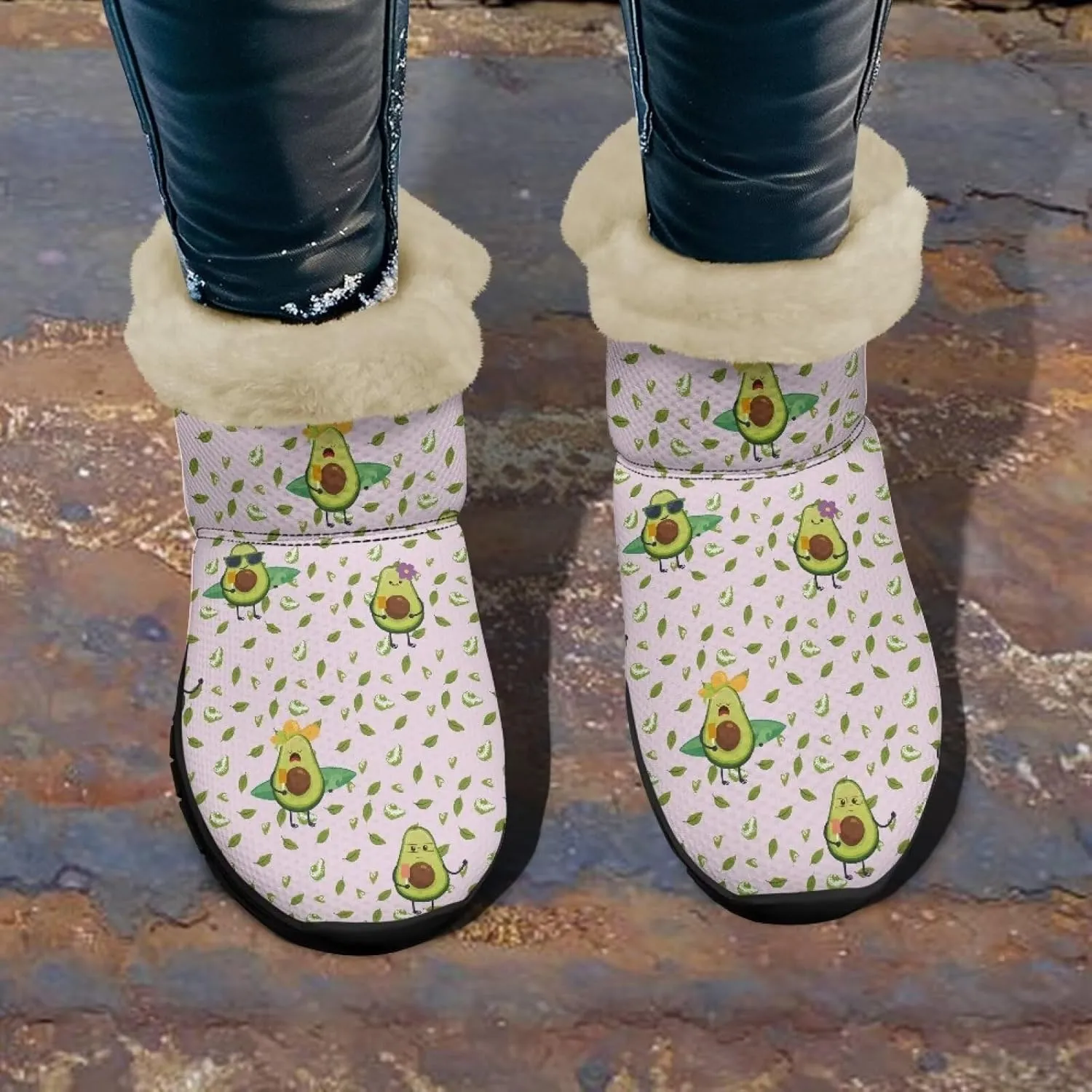 Binienty Winter Snow Boots for Women Comfy Ankle Booties Fur Flannel Lined Warm Walking Boots