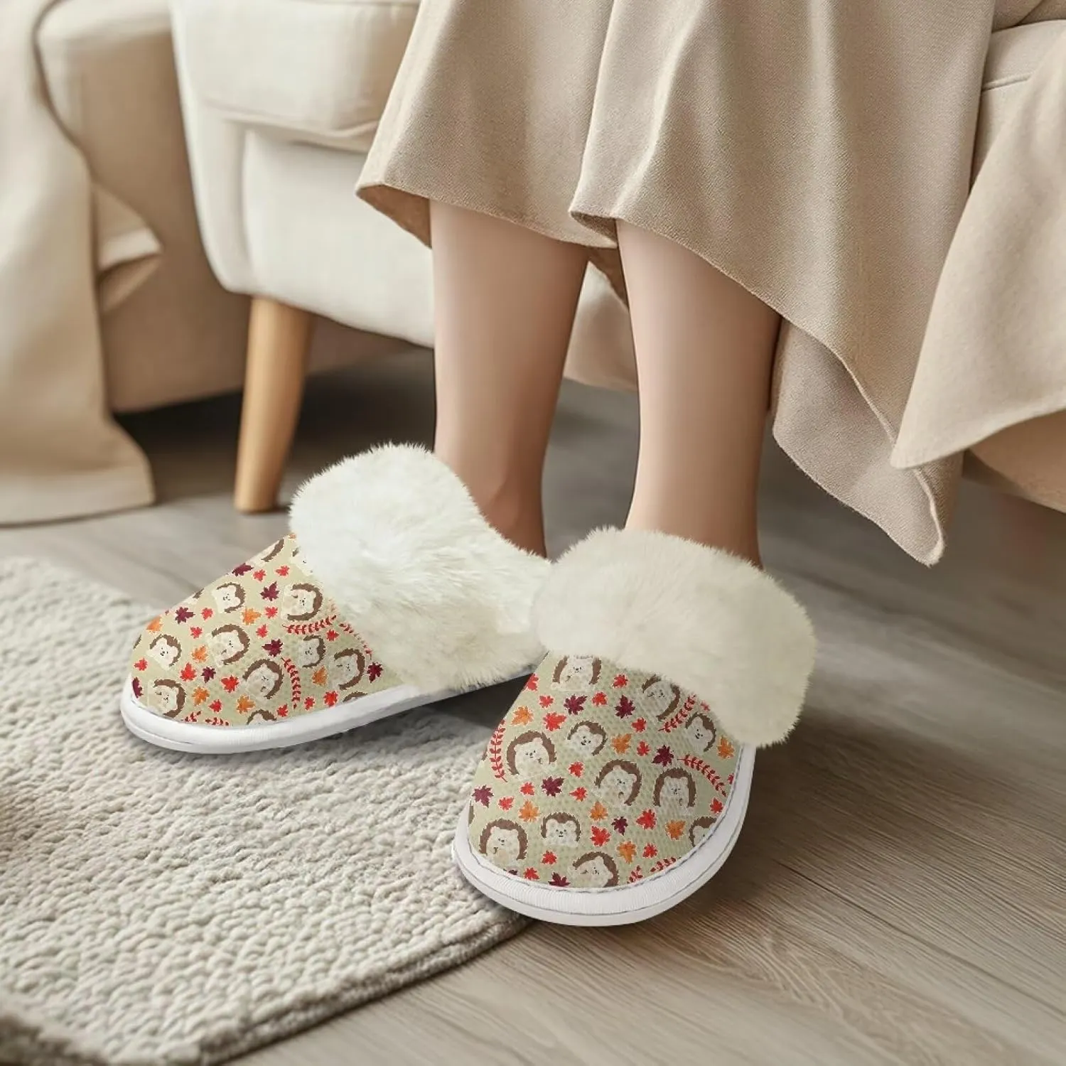 Binienty Women Fuzzy Slippers Slip On Slippers for Men Ladies Casual Winter Shoes Indoor